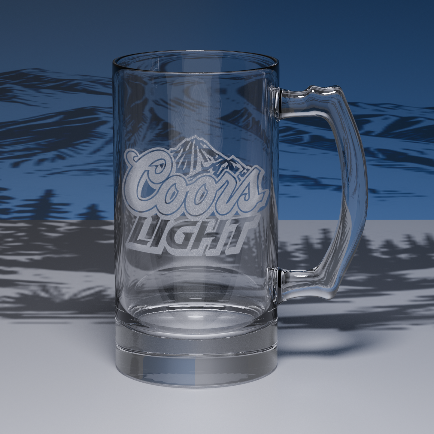Coors Light Engraved Glass Stein