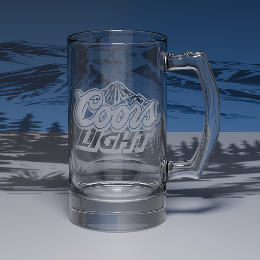 Coors Light Engraved Glass Stein
