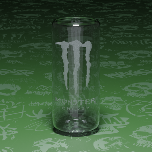 Monster Engraved Glass Can