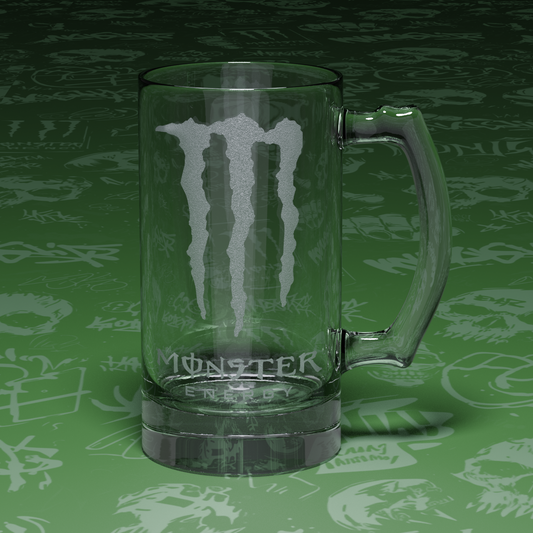 Monster Engraved Glass Stein