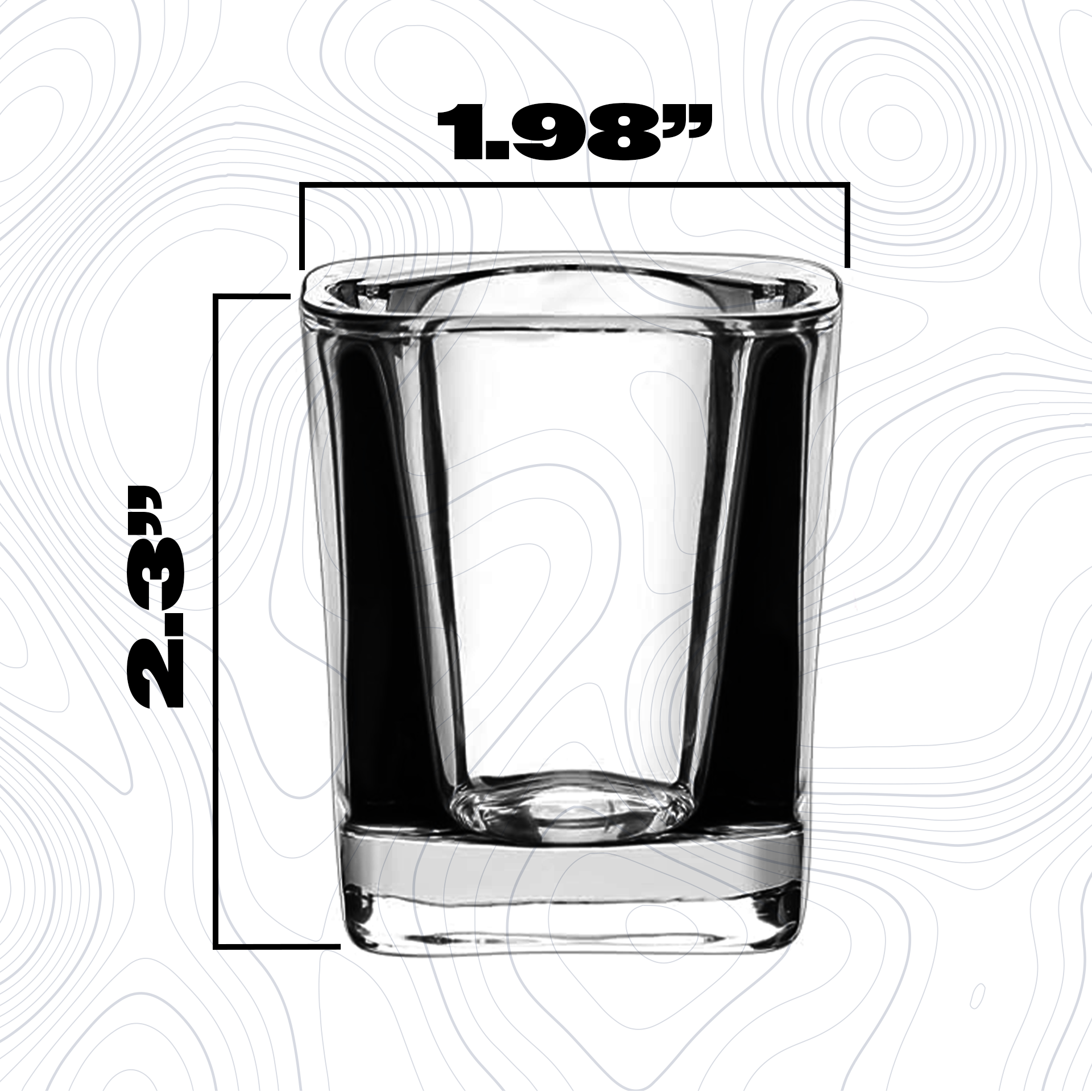 Custom shot glass engraved with the 'C4' logo on a checkered yellow background